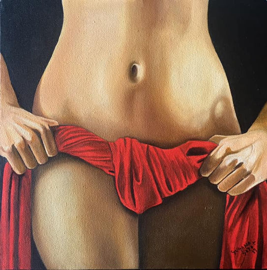 La de rojo Oil Canvas Nude Paintings