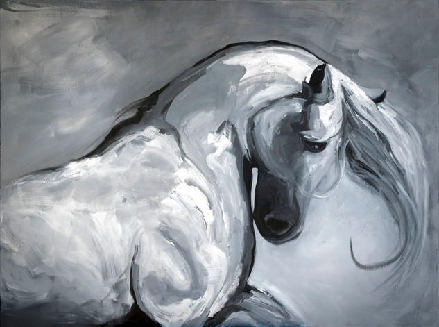 Caballo blanco Acrylic Canvas Animals