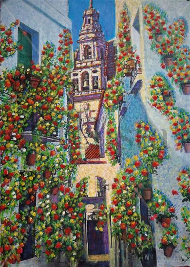 Giralda de Sevilla Oil Panel Landscaping