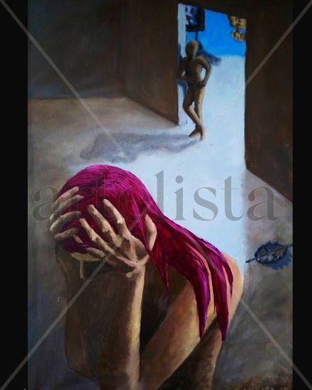 No todos caen Oil Canvas Figure Painting