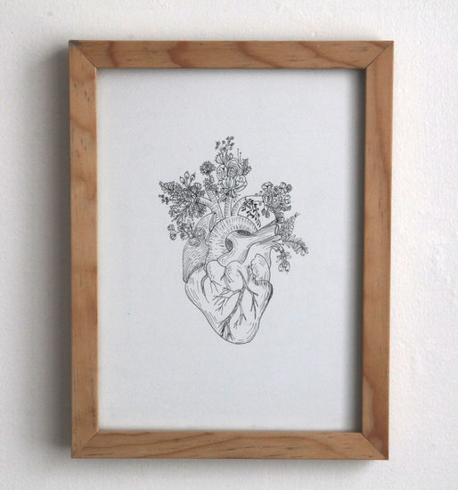 corazón con flores Ink