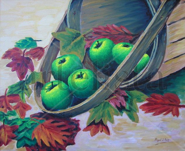 Cubo con manzanas Oil Canvas Still Life Paintings