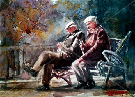 Ancianos en un banco
