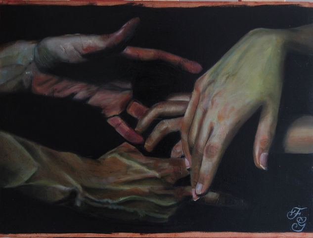 The Last Embrace Oil Panel Figure Painting