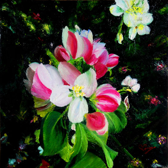 Flores de manzano Oil Canvas Floral Painting