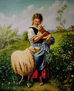 joven con oveja 73x60