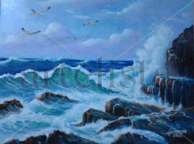 marina1 27x24 Oil Panel Marine Painting