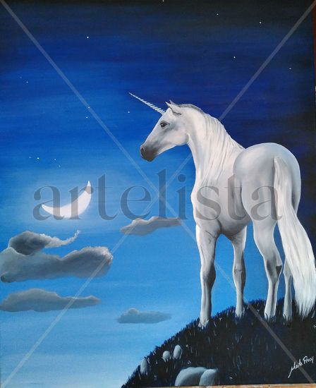 A la luz de la luna Oil Canvas Animals