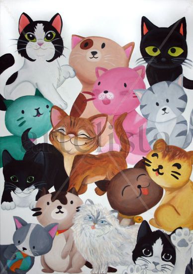 Muchos sin raza, algunos de casa Oil Canvas Animals