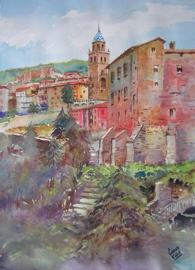 Albarracín Acuarela Papel Paisaje