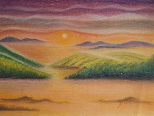 Sunset on the islands Pastel Papel Paisaje