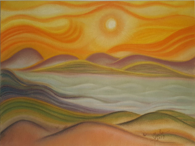 Sunny Mountains Pastel Papel Paisaje