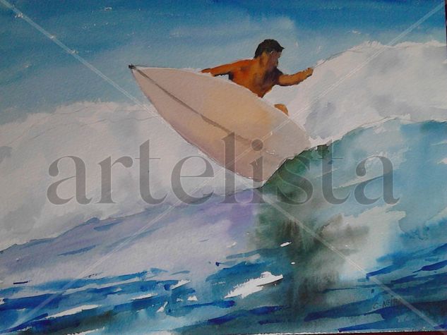 Surfeando las dificultades. Watercolour Paper Sports