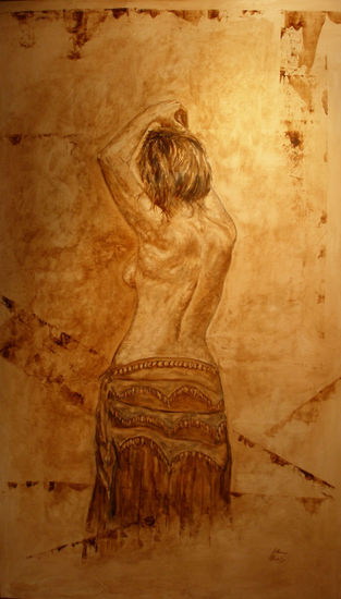 Danza en sepia Oil Panel Figure Painting