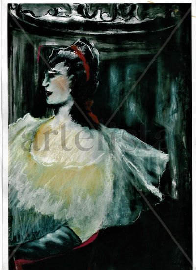 DESDE EL PALCO Pastel Textile Figure Painting