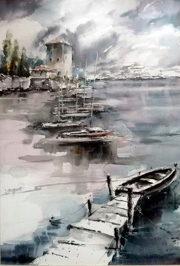 Lago de Como Watercolour Paper Marine Painting