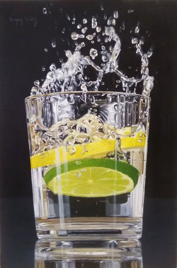 Gin-tonic III Oil Panel Still Life Paintings