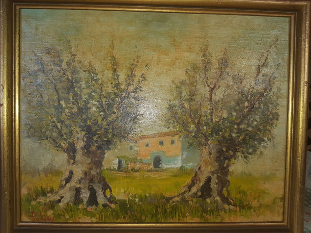 Pintura antigua del fallecido Onofre prohens Oil Canvas Floral Painting