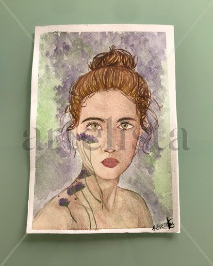 Cuerpo de mis flores Watercolour Paper Portrait