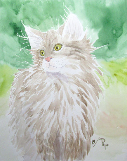 gatito peludo 2 Watercolour Paper Animals