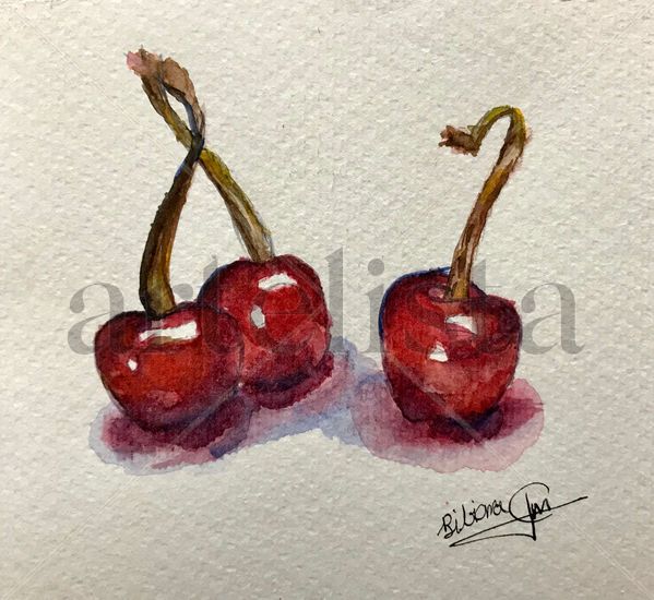 Cerezas Watercolour Paper Still Life Paintings