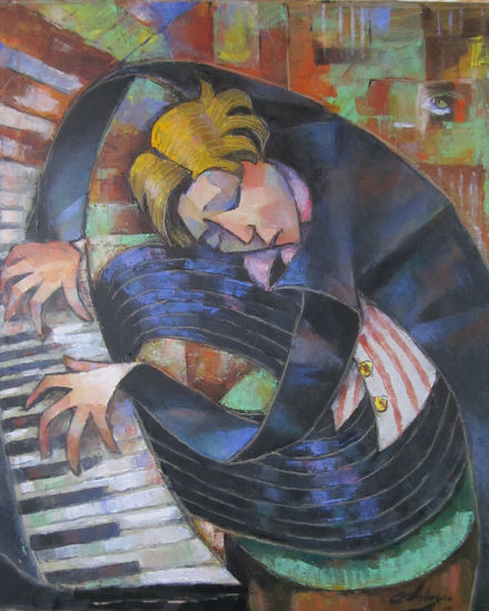 PIANISTA Oil Canvas Figure Painting