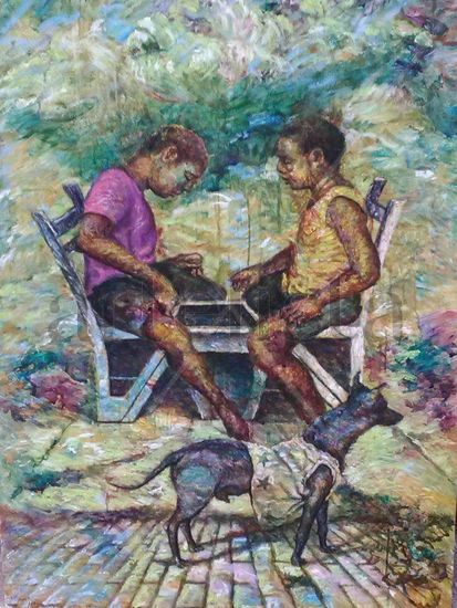 Los jugadores Oil Canvas Figure Painting