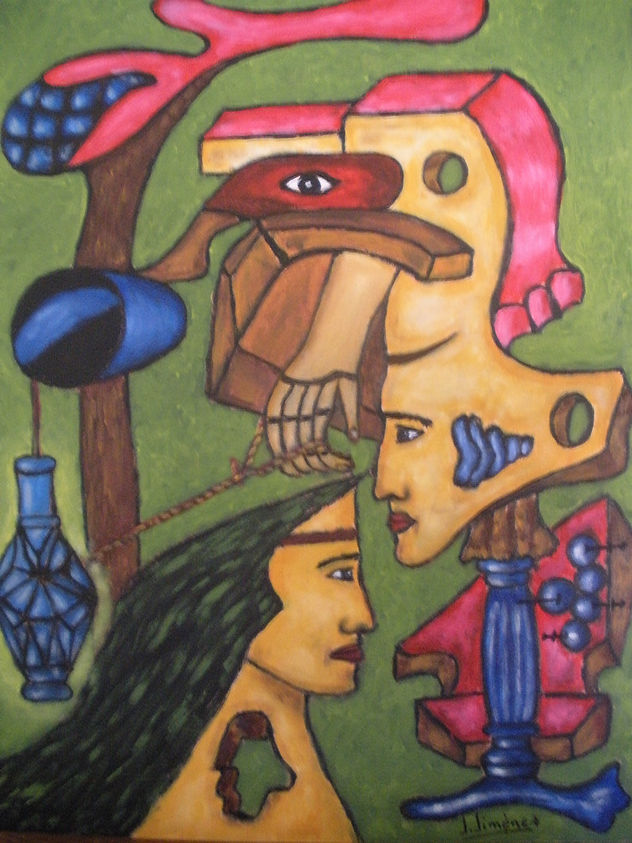 ESPACIO CON FIGURAS Y LAMPARA