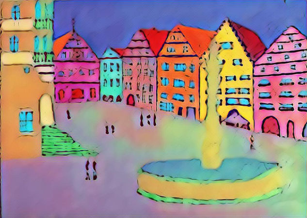 Ciudad europea Felt-tip pen Canvas Landscaping