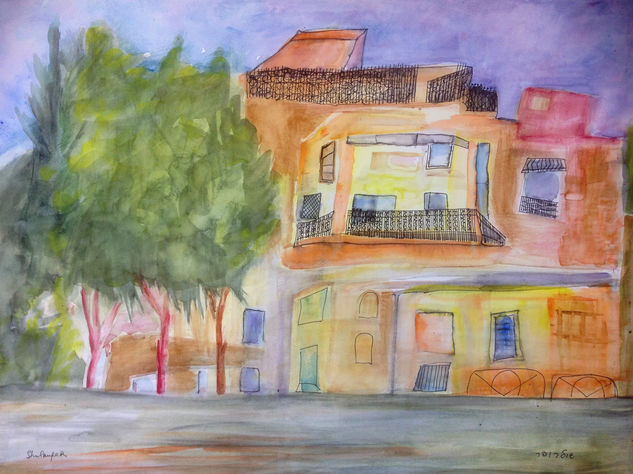 Calle en Tel-Aviv Watercolour Paper Landscaping