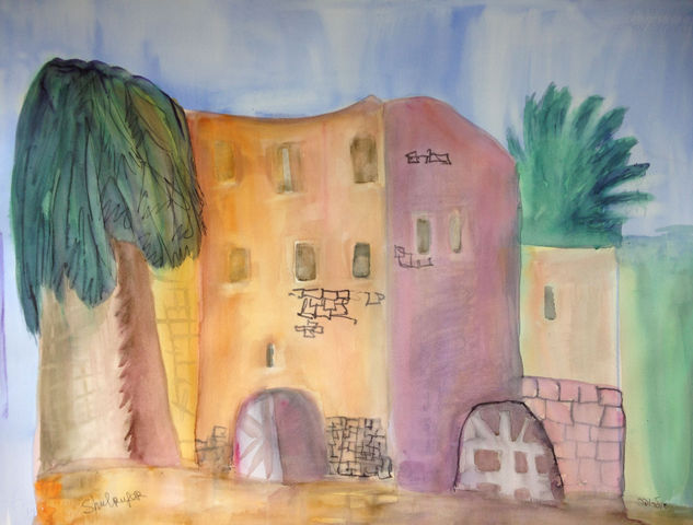 calle en Jerusalen Watercolour Paper Landscaping