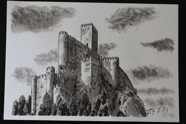 Castillo de Almansa Tinta Papel Paisaje