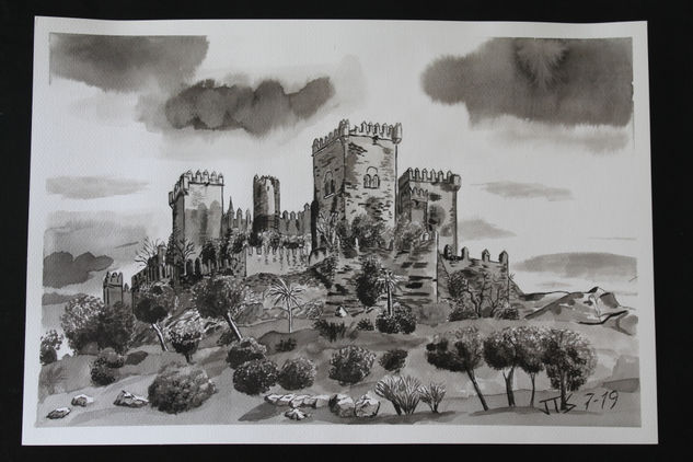 Castillo de Almodovar del Rio Ink Paper Landscaping