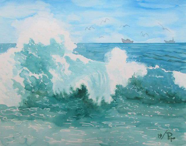 vuelven de la pesca Watercolour Paper Marine Painting