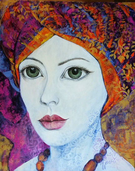 Los Ojos V Mixed media Canvas Portrait