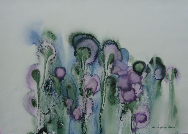 Lilas Ink Paper Floral Painting