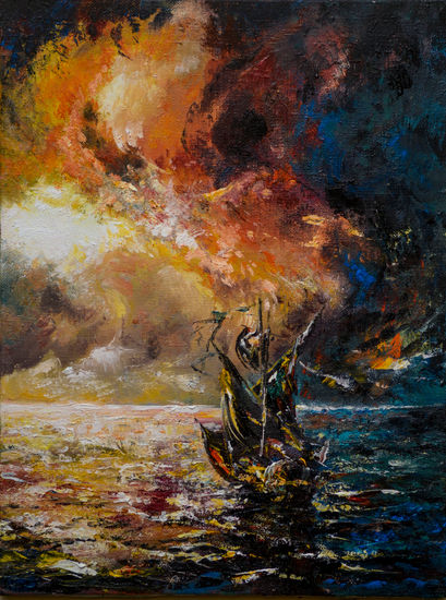 pursuit of light Oil Canvas Marine Painting