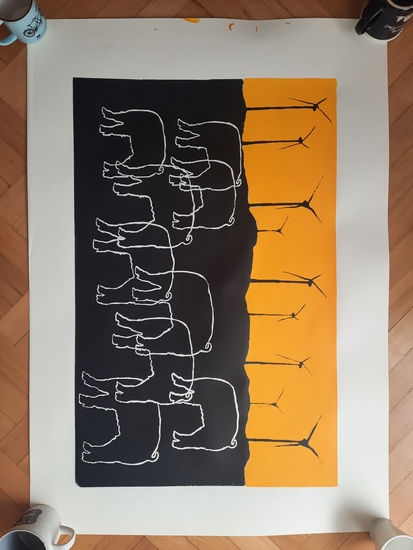 Pigs Media Mixta Lienzo Animales