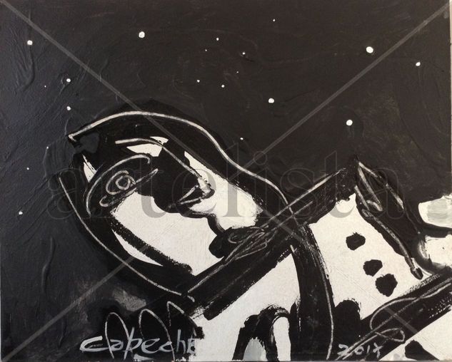 El astronauta Acrylic Panel Figure Painting