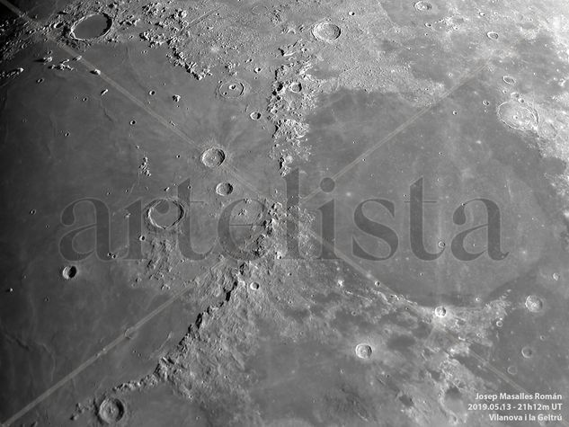 Luna: Cráteres y mares Naturaleza Blanco y Negro (Digital)