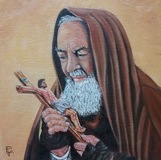 PADRE PIO Óleo Lienzo Figura