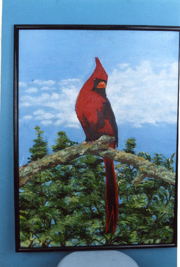 Ave Cardenal Oil Panel Animals