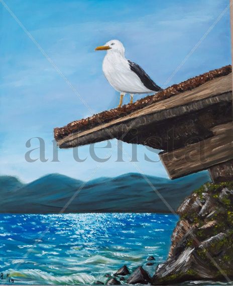 Cuadro al óleo mar...