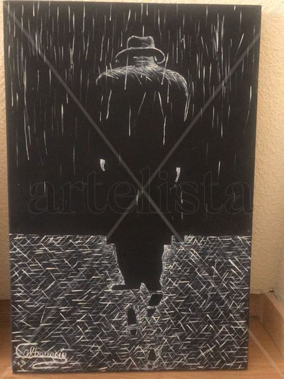 Hombre en la lluvia Oil Canvas Others