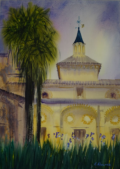 Claustrillo en Cartuja de Aula Dei Watercolour Paper Landscaping