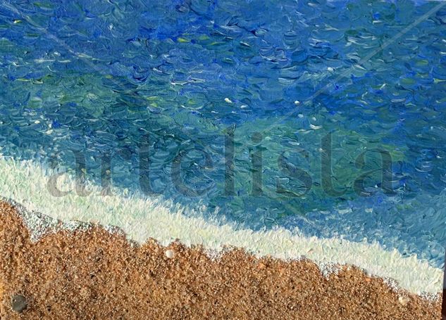 Playa Sabanell, Blanes Oil Canvas Marine Painting