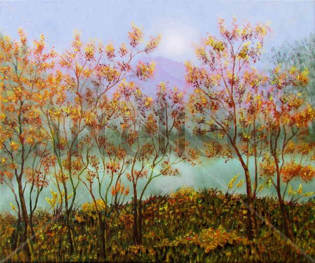 Atardecer Otoñal. Oil Textile Landscaping