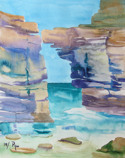 acantilados Watercolour Paper Marine Painting