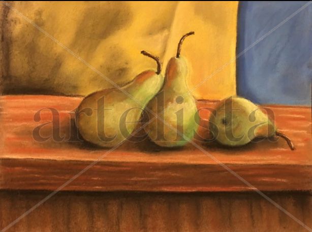 Bodegón peras Pastel Card Still Life Paintings