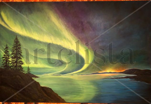 Aurora boreal Oil Canvas Landscaping